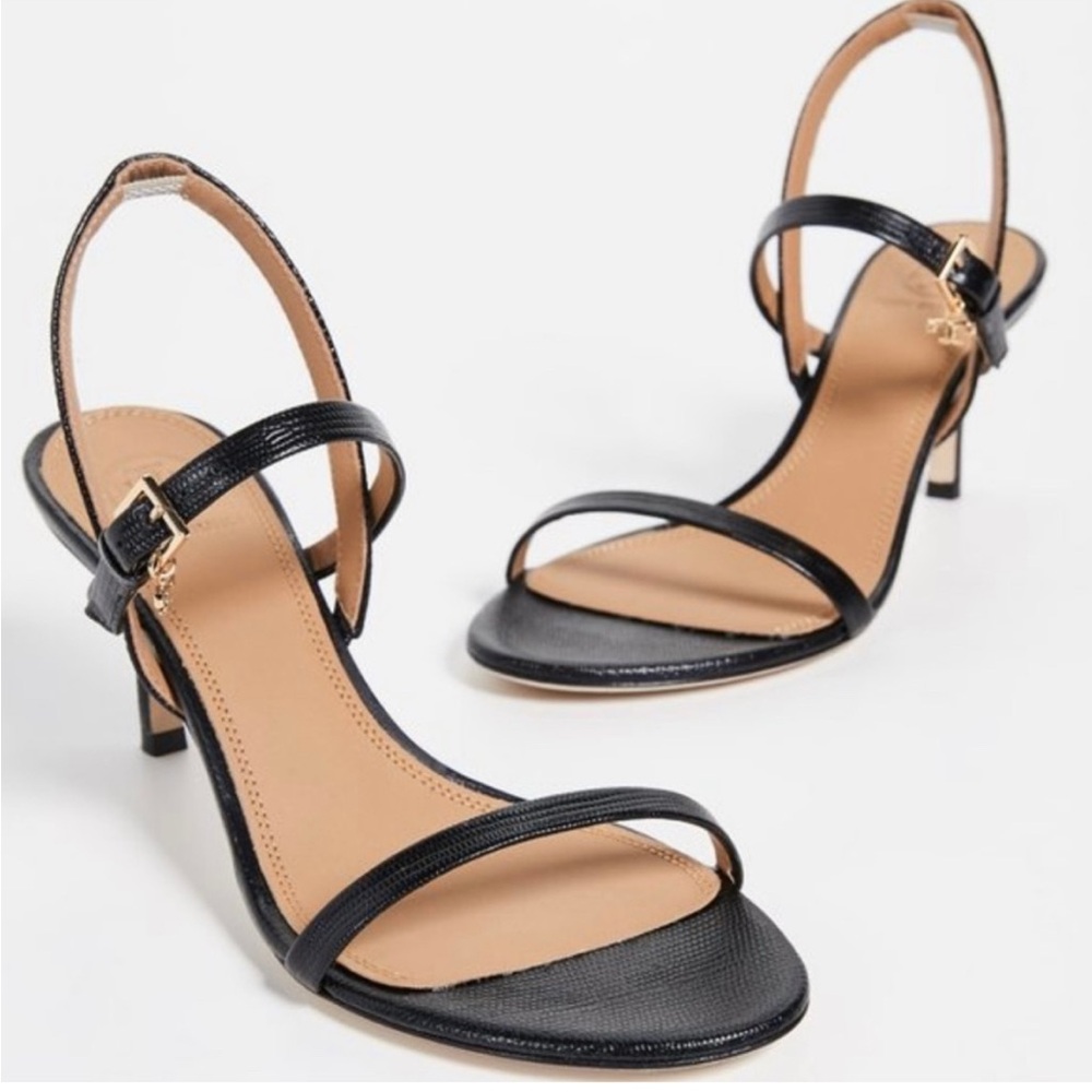 Tory Burch Penelope Embossed Italian
Leather Sling Back Sandal Black Size 8.5
